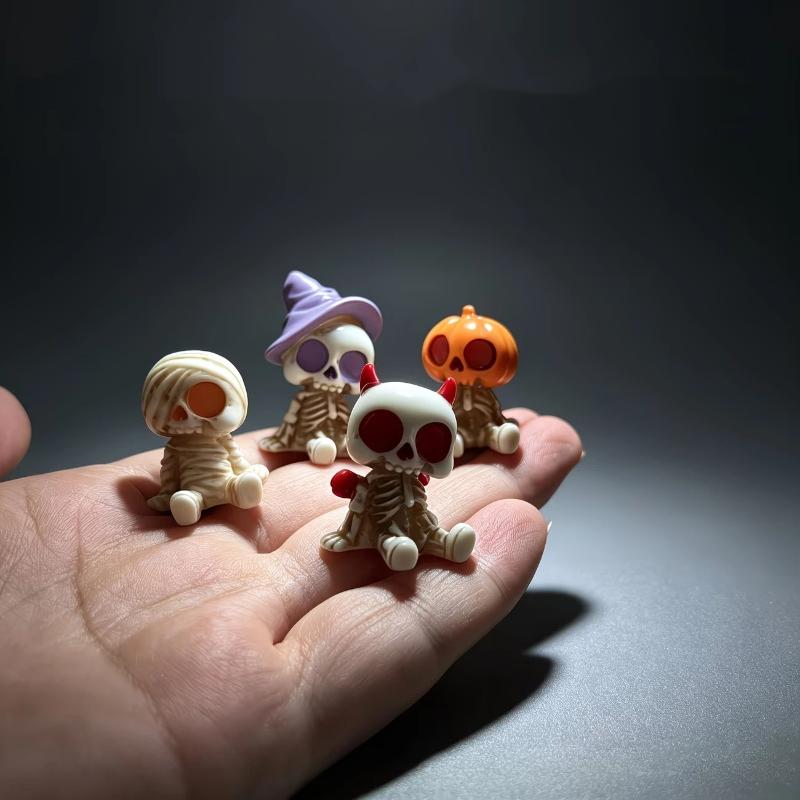 4/8Pcs Gothic Skull Statue Resin Skull Decoration Skeleton Figurines For Halloween Party Decor Desktop Ornament Gifts