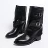 Fashion Sexy Metal Belt Buckle Black Riding Boots Women 2025 Autumn Retro Brown Medium Heel Ankle Boots Western Cowboy Shoes for Woman