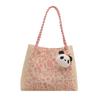 Korean leopard print handbag autumn and winter retro woven knitted bag fashionable large-capacity tote bag female cute student