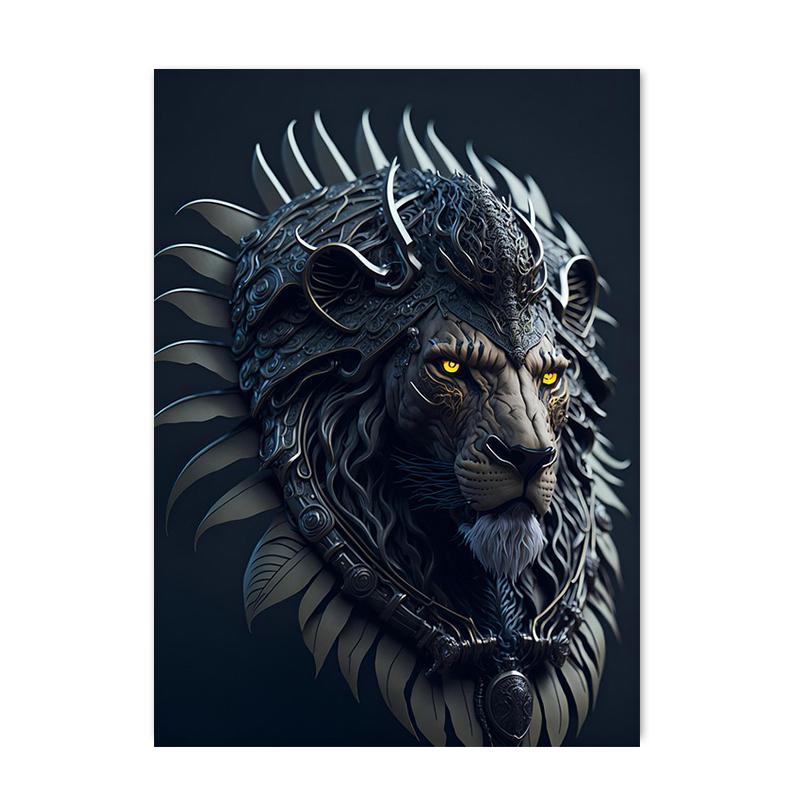Affiches et impressions de lion fantastique Statues d'animaux modernes Peinture sur toile Art mural Images pour salon Décoration de la maison