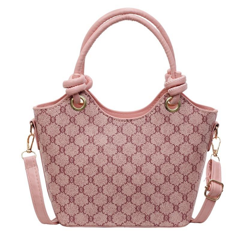 

Retro fashion casual bucket bag 2025 summer new popular diamond messenger bag working bag розовый