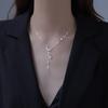New 925 Silver Star Moon Necklace Pearl Tassel Collarbone Chain Sparkling Zircon Pendant Wedding Jewelry Accessories