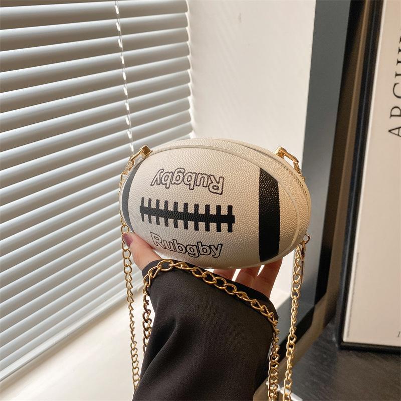 

Трендовая нишевая дизайнерская сумка-мессенджер на цепочке через плечо, летняя новинка, тип футбольного мяча белый