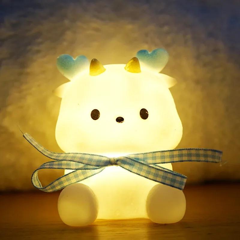 1PC Blue LED Cartoon Dragon Night Lamp – Fun Bedside Light for Kids, Bedroom, Holidays & Friend Gifts