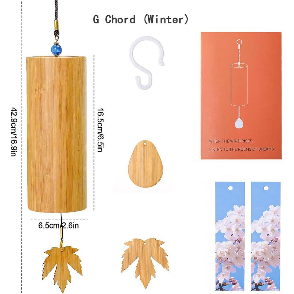 Bamboo Wind Chimes,C G F D Chord Windbell Chime Bells Gift For Music Lovers, Hanging Ornaments For Outdoors Courtyard