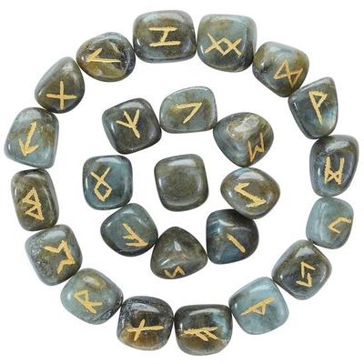 Crocon Labradorit Edelstein Älteres Futhark Alphabet Graviertes Symbol Runensteine 25 Stück Set Feng Shui Chakra Ausgleich : 15-20 mm