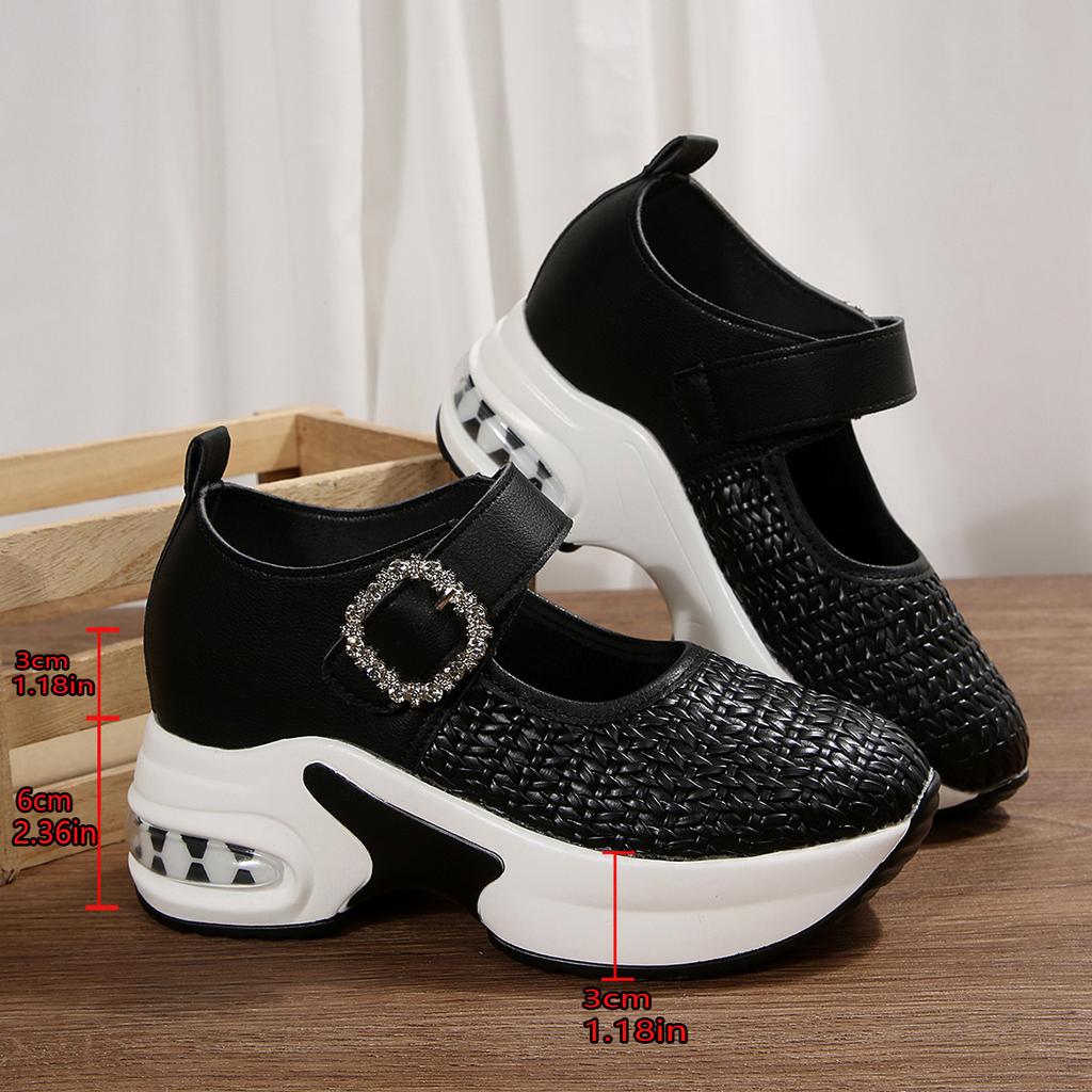 Autumn new diamond buckle fabric sneakers Mary Jane shoes diamond buckle platform casual shoes single shoes