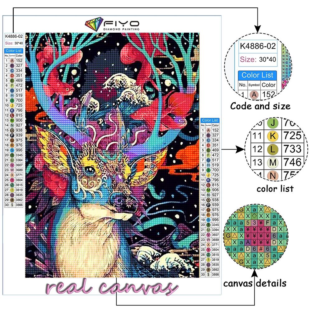 5D Diamond Painting Colorful Animal Deer DIY Diamond Embroidery Rhinestone Home Decoration