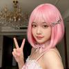Lolita Style Short Bob Wig – Straight Cut with Bangs, Full Cap Synthetic Hair