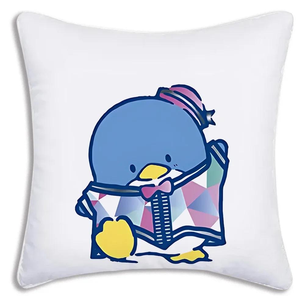 Cartoon Penguin Print Decorative Pillowcase Car Sofa Square Cushion Pillowcase