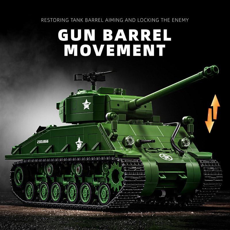 Military WW2 M4 Sherman Medium Tank Building Blocks MOC World War 2 M26 Pershing Main Battle Tank Weapon Bricks Toys Boys Gifts