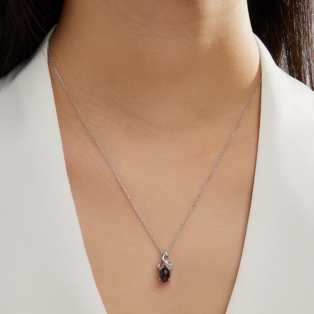 Elegant Tree Leaves Design 925 Sterling Silver Pendant necklace Natural Iolite oval 6*8mm fine jewelry for women's party gifts