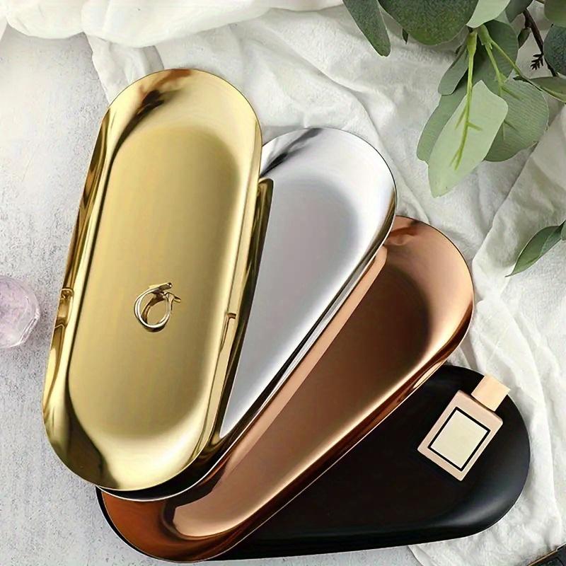 18*8cm1pc Gold Oval Stainless Steel Good Quality Snack Tray,Dessert&Fruit&cosmetic&Nut Organizer Plate,Creative Home Furniture.