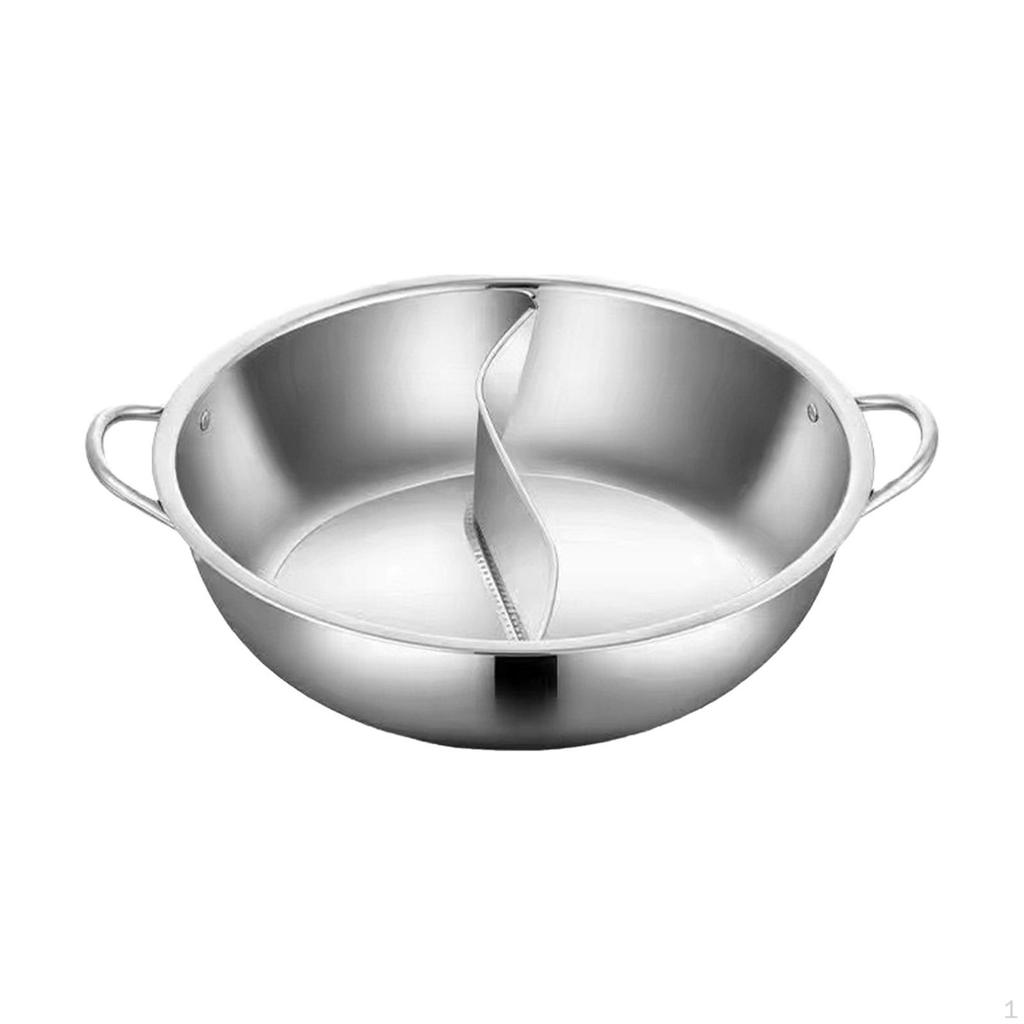 Shabu Pot with Divider 304 Stainless Steel Soup Cookware Cooking Utensil Mandarin Duck for