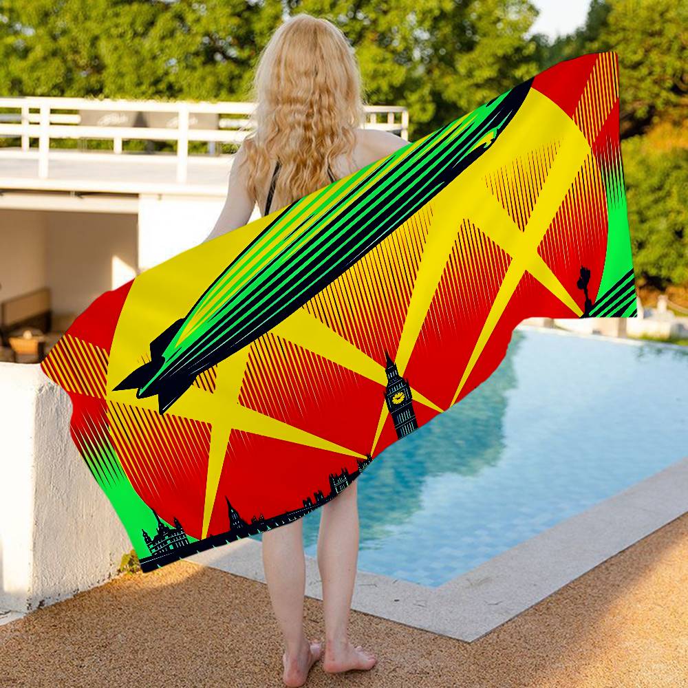 Britská Rocková Kapela L-Led Z-Zeppelin Mikrovláknovádeka Rychleschnoucí Plážové Ručníky Velkoformátový Tisk Super Absorpční Ručníkovádeka