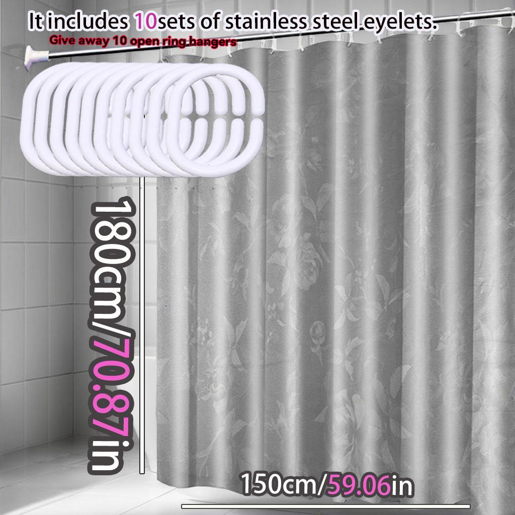 Advanced grey embossed shower curtain light luxury dark grain three-dimensional dry wet separation PEVA waterproof curtain