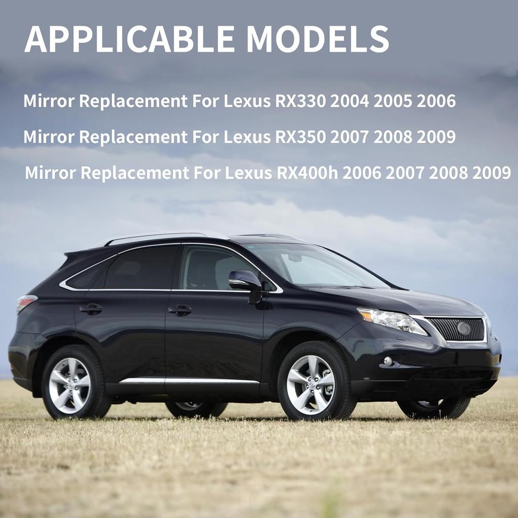 Passenger Side Mirror Replacement For Lexus RX330 2004-2006 RX350 2007-2009 RX400H 2006-2009 - Mirrors Glass, Right Side Rear View Mirror Glass With