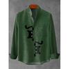 New Spring and Autumn Best-selling Men's Long-sleeved Comfortable Shirt Retro Kitten Pattern Art Print Shirt