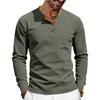 Men S Slim Fit Solid Color Long Sleeve Henley Casual T Shirt