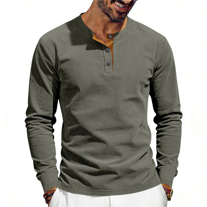 Men S Slim Fit Solid Color Long Sleeve Henley Casual T Shirt