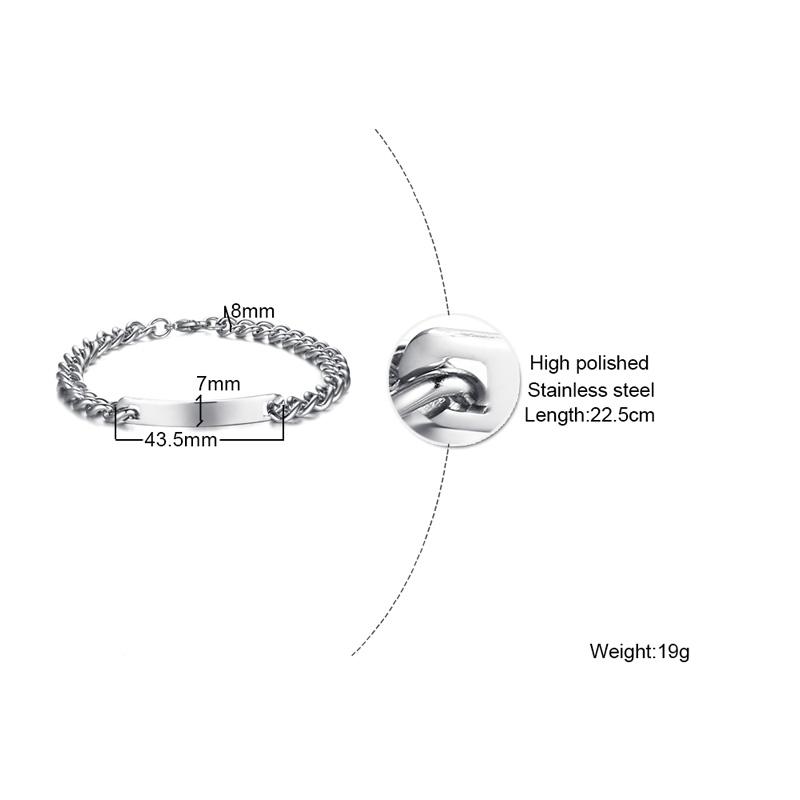 Free Engraving Custom Couple ID Bracelets for Men Women Bangle Stainless Steel Chain Link Personalized Unique Name Brazalete