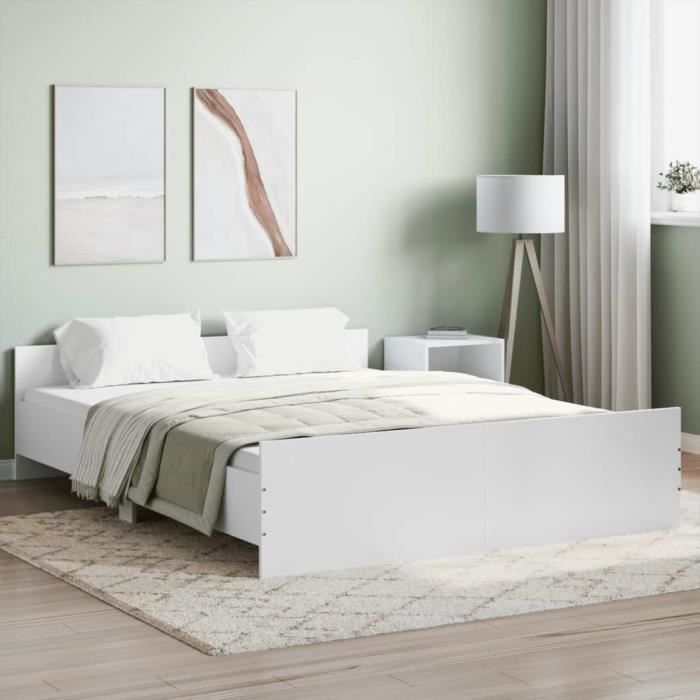 VidaXL Cadre de lit avec tête de lit-pied de lit blanc 150x200cm 3203754
