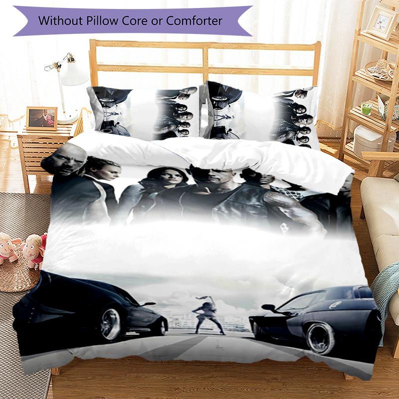 3pcs Fast and Furious Pattern Bedding Set Duvet Cover Set Includes Duvet Cover &pillowcases, Perfect All Season Bedroom Decoration & Gift