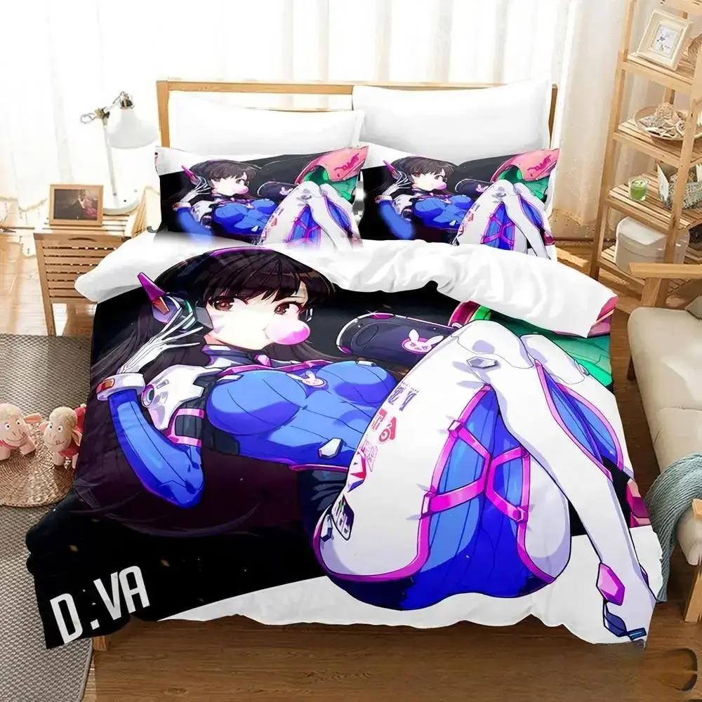 New Anime Dva Overwatch Bedding Set Duvet Cover Comforter Quilt Pillowcase King Queen Twin Size for Boys Girls Adults