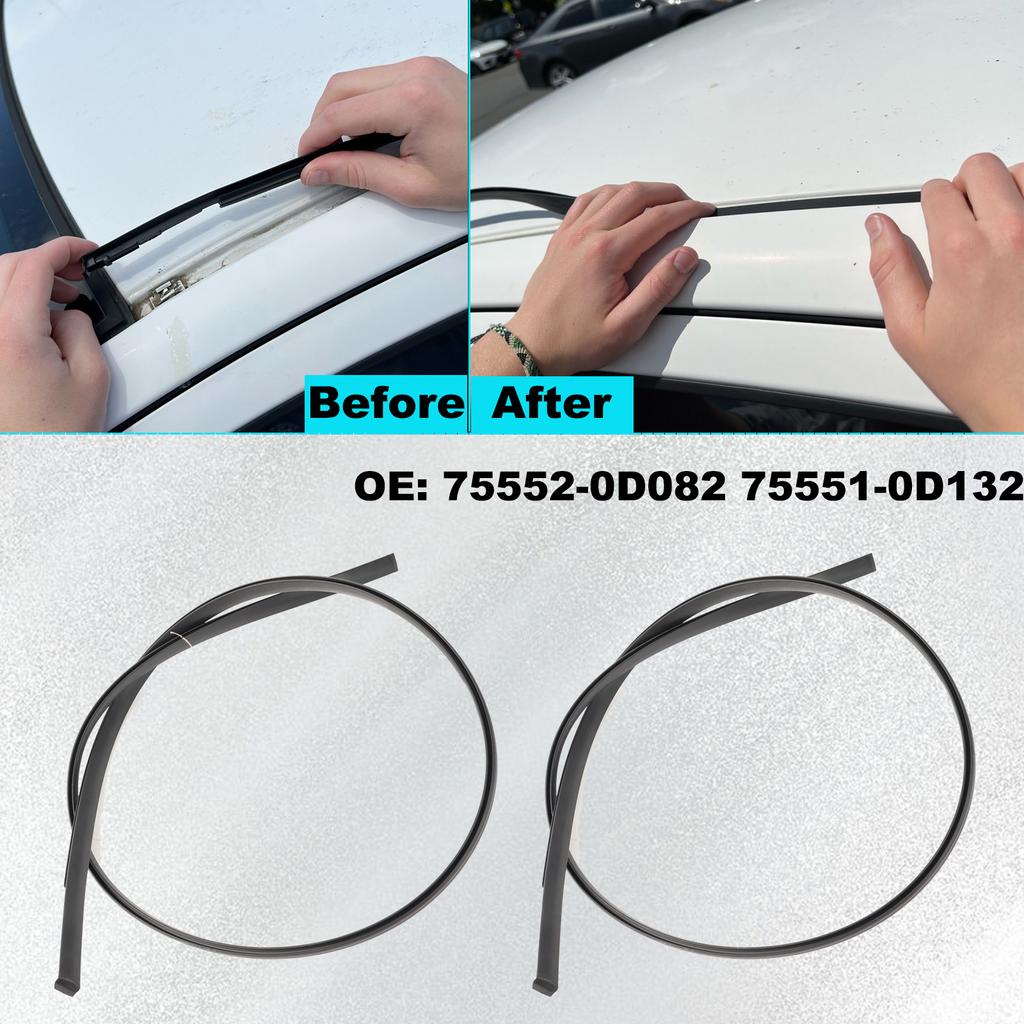 2pcs Right & Left Side Roof Drip Moulding Trim Rubber 755520D082 755510D132 For Toyota Yaris Hatchback 2014 2015 2016 2017 2018