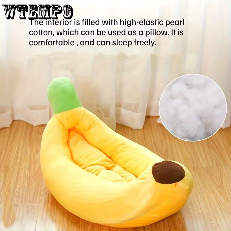 1pc Pet Banana Nest, Detachable And Washable, Warm Plush Dog Cushion Bed, Pet Supplies For Small Medium Dogs And Cats