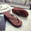 Fashion Thick Bottom Flip Flops Womens Summer Fashion Outdoor Beach Slippers Medium High Slope Heel Clip On Slip Resistant Cool Slippers