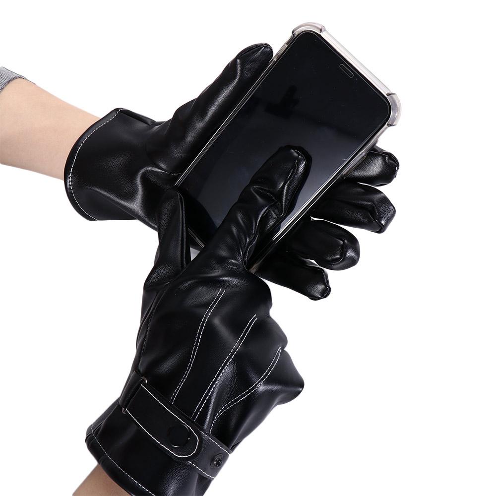 Quality Men Leather Gloves Windproof Autumn Motorcycle Screen Full Finger Gloves Gloves Mittens