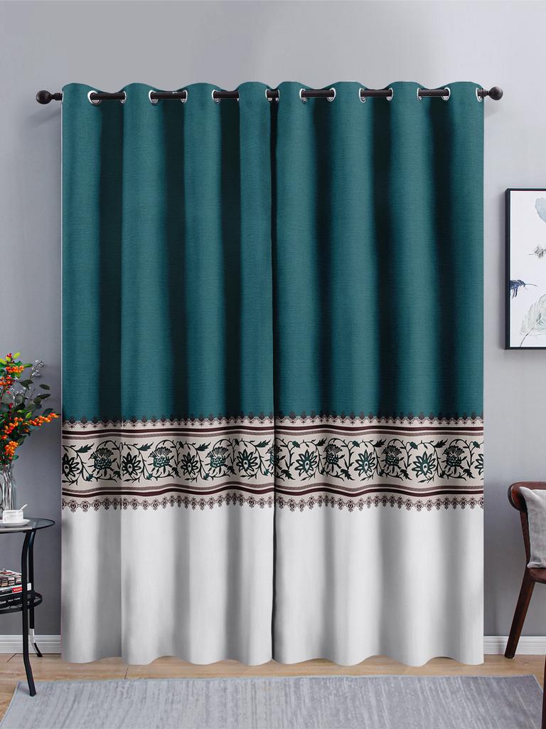 Chinese Pattern Simple Atmosphere Bedroom Curtain 3D Digital Printing Blackout Curtain Punching