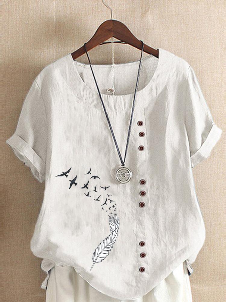 Women S Summer Vintage Casual Short Sleeve Pullover T Shirt XS белый