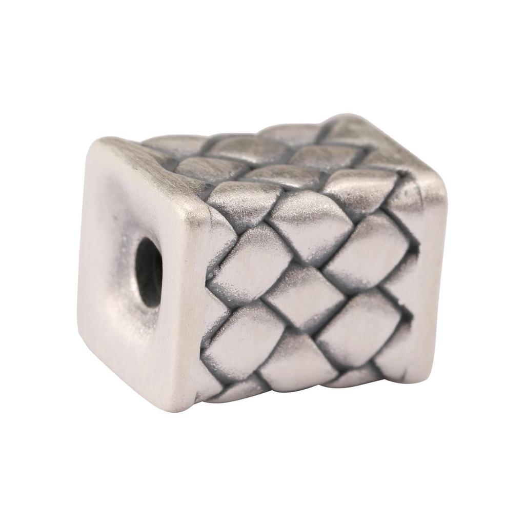 S999 Sterling Silver Woven Square and Barrel Spacer Beads - Retro Lu Lu Tong DIY Braiding Accessories