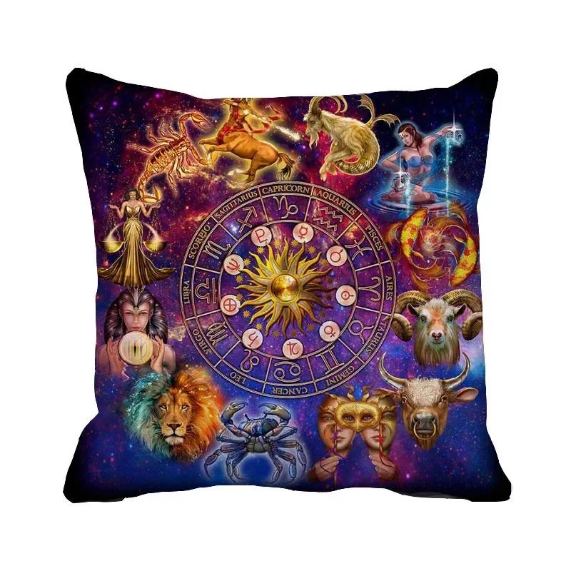 

Tarot Witch Pillow Home Decor Pillowcase Soft Sofa Bedroom Living Room ful Zodiac, 66x66cm