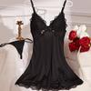 Sexy Lingerie Lace Spliced Pajama Dress & Thong Set
