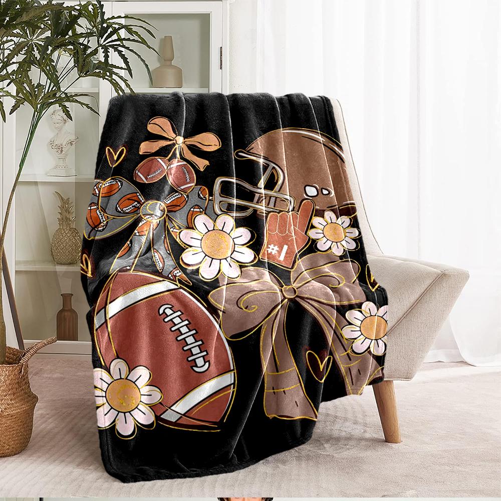 American Football Theme Printed Blanket - Perfect for Couch, Bed, Travel & Outdoor Use | Machine Washable, Cozy & Durable.