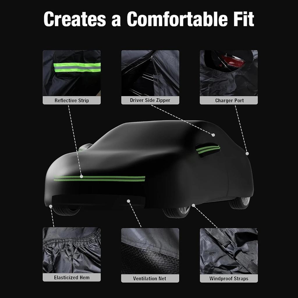 ACR3  Car Covers Custom Fit For Tesla Model 3 2020-2024 Heavy Duty Outdoor Waterproof All-Weather UV Protection Full Exterior Cover