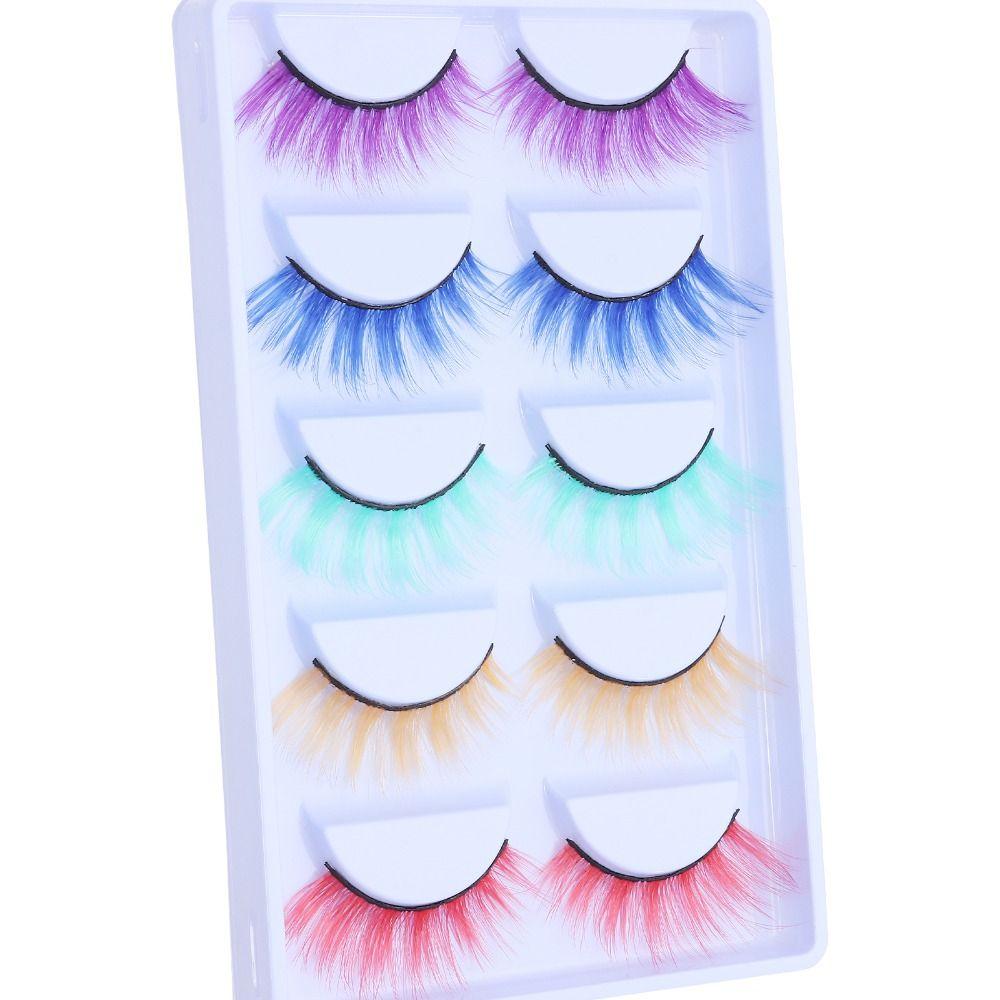 

Тонкие цветные ресницы Пушистые цветные накладные ресницы для рождественских праздников вечеринки 5 Pairs