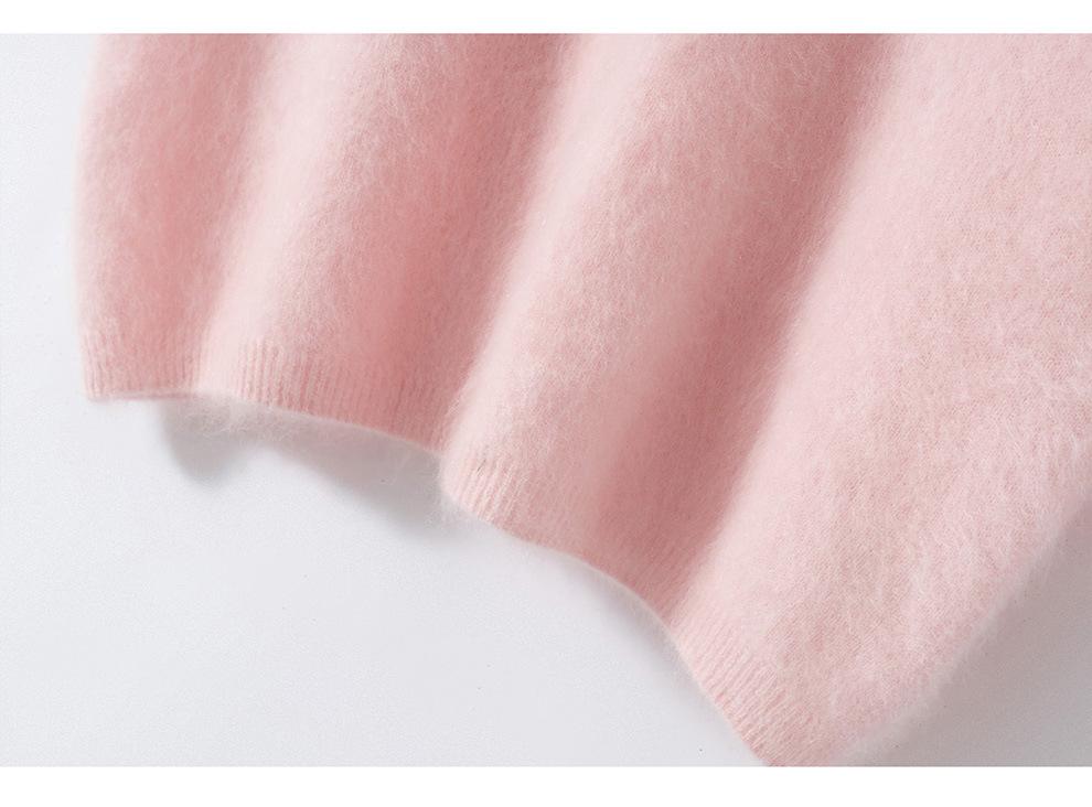 Women's 100% Pure Cashmere Short Sleeve Round Neck Sweater - Autumn/Winter Knit Pullover Base Layer