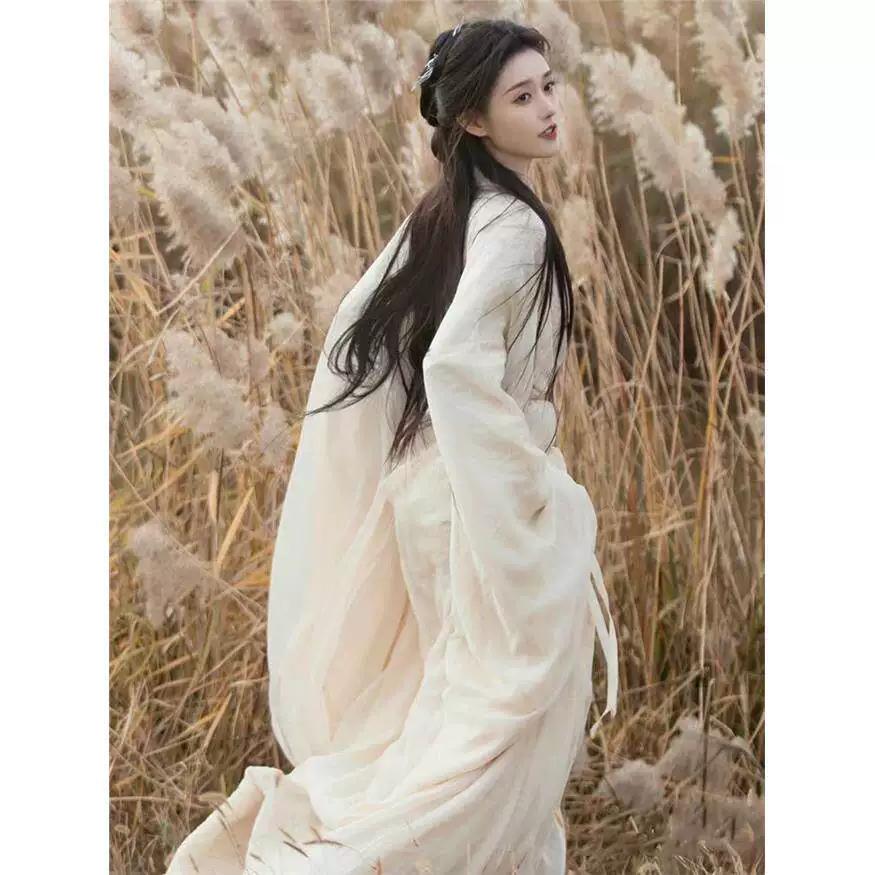 Women's Wei Jin Dynasty Hanfu Set – Ethereal Flowing Zhiju Robe Wide Sleeve Performance Costume