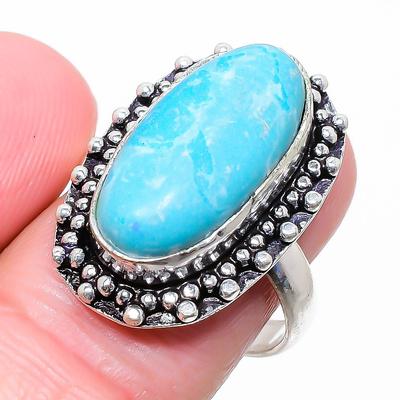 Larimar Gemstone 925 Sterling Silver Jewelry Ring Size 9 S0d03