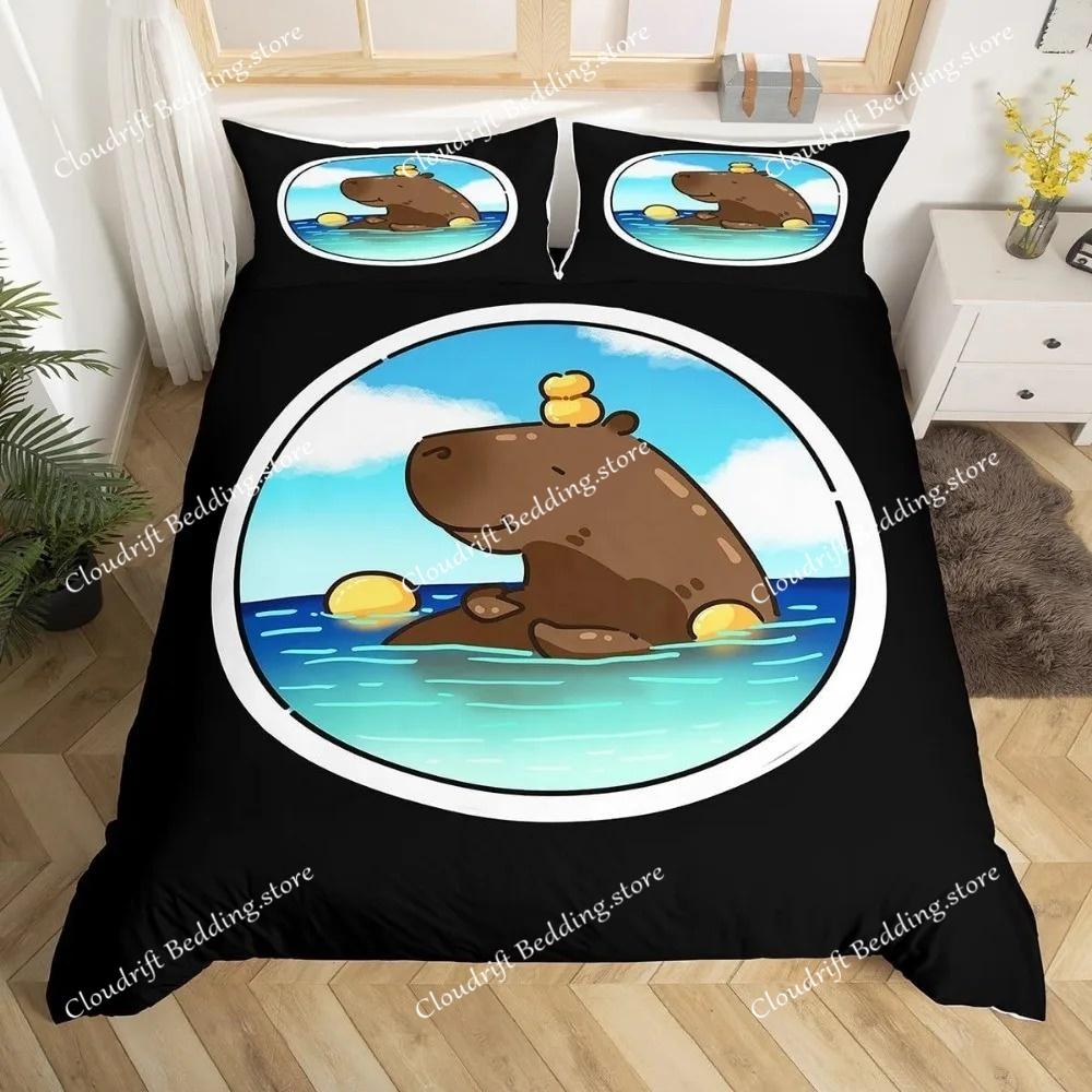 Capybaras Motif Bed Linen,Microfibre Bedding Sets, Children's Bed Linen for Teenagers 3D Animal Printed DuvetCover