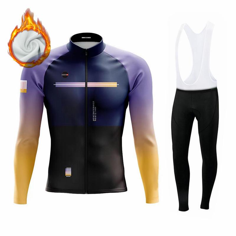 Men's Cycling Long Jackets Thermal Fleece Warm Lightweight Jerseys Camiseta Termica Hombre Invierno Winter Velvet Warm Cycling Clothing Suit Set