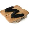 [KYOETSU] Geta (Japanese Clogs) - Two-toothed, Black Thong, Paulownia Wood Base, Men's (26.0cm, Natural Wood)