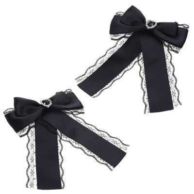 Hair Clip Bow Y2K Ribbon Bangs Clip Sweet Girls Duckbill Clip Headdress Hair Accessories Rhinestones Hairpin