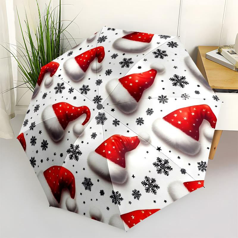 

1pc Santa hat pattern Automatic Opening and Closing Folding Umbrella with 8 Iron Ribs - Portable, Foldable for Travel yy251124102