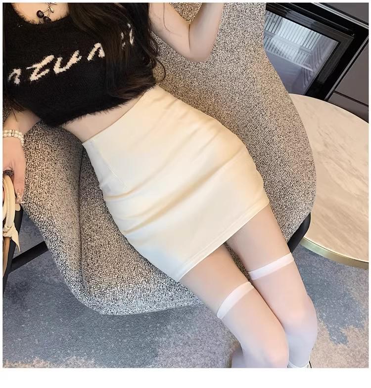 Women's Black High Waist A-line Midi Bodycon Skirt - Summer Slimming Anti-exposure Skirt Pants for Petite Figures