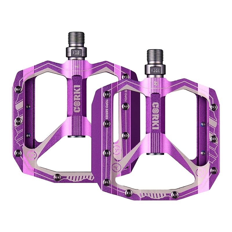 

Corki Cycles bicycle pedal Extra large flat mountain bike pedals, aluminum alloy MTB pedal, 4 inch width platform pedals - 9/16 inch purple
